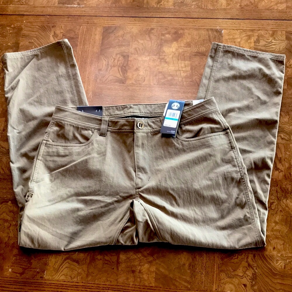 NWT Men's Under Armour Storm Pants Green Brown Loose Water-Repellent 36x30